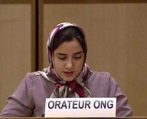 عکس از حضور نمایندهی جمعیت امام علی در نشست حقوق بشر سازمان ملل