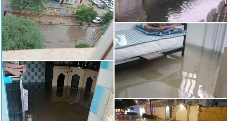 آب‌گرفتگی و سرریز شدن فاضلاب در معابر شهر اهواز
